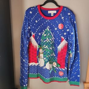 Jolly Sweaters Light Up Ugly Christmas Long Sleeve With Battery Size Large